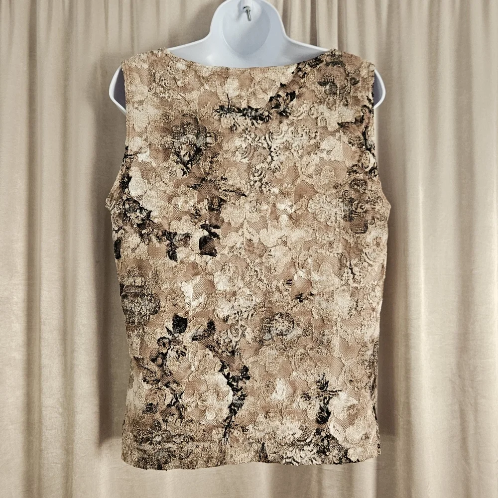 NWOT Chicos tn & black floral lace shell blouse top Womens Large - Picture 4 of 7